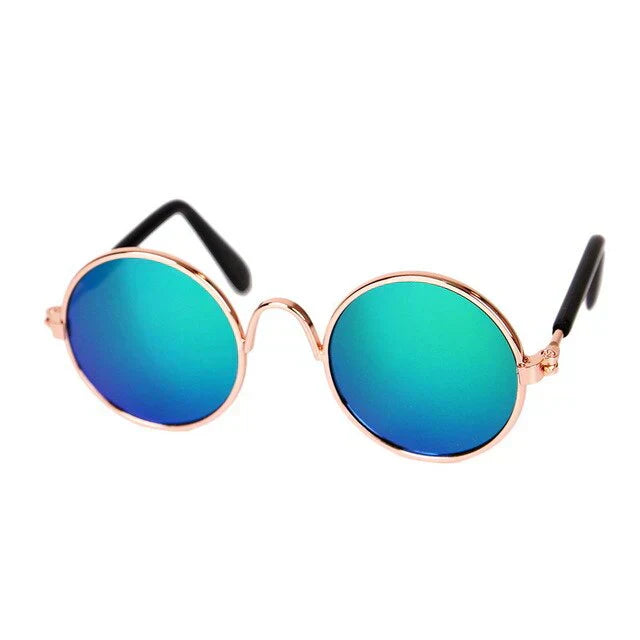 Pet round eye-wear with an adjustable strap for a secure and comfortable fit.