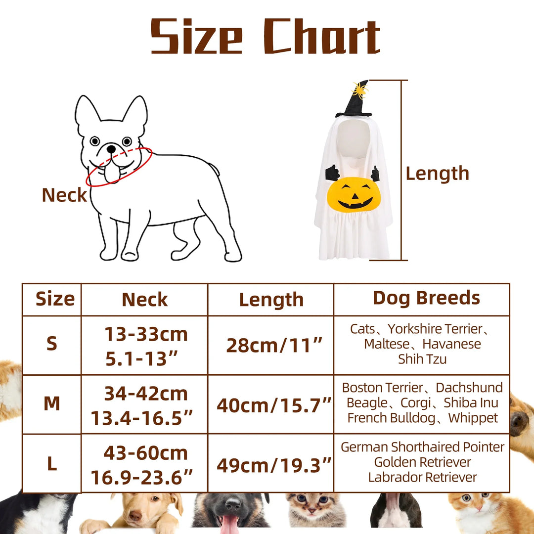 Pet ghost costume for dog or cat, a simple and charming animal outfit for Halloween