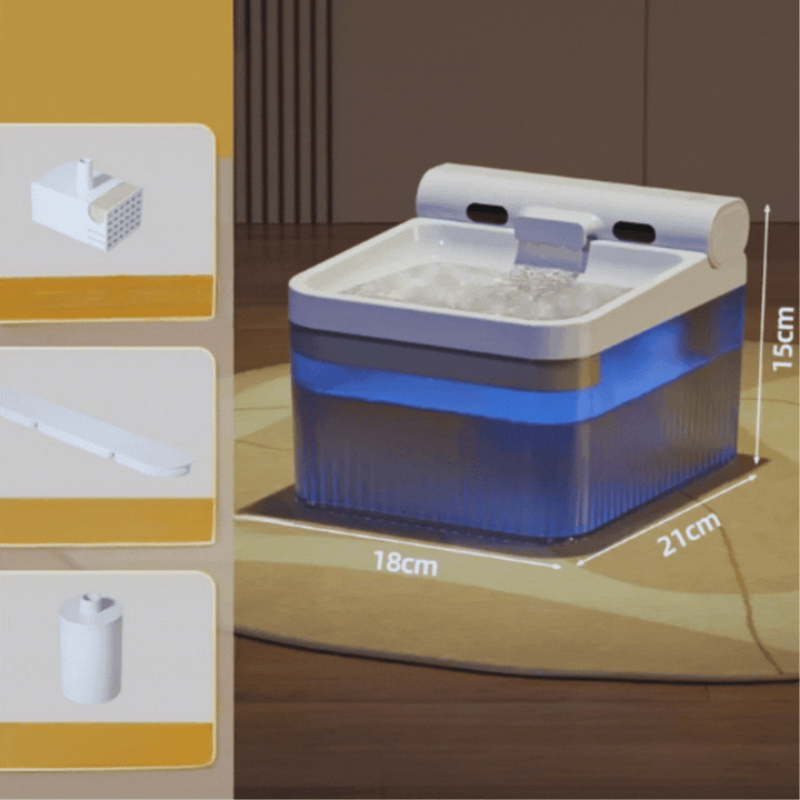 Compact elephant pet water dispenser for dogs & cats, offering healthy hydration with triple filtration.