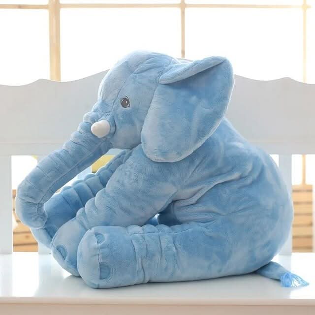 Unisex elephant baby pillow, soft plush toy for toddlers. Adorable nursery decor, a comforting cuddle pal.