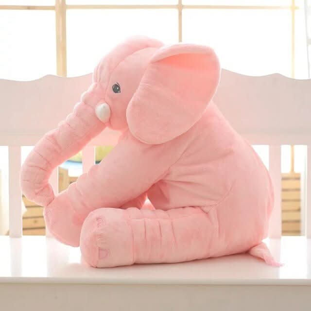 Large grey elephant stuffed animal, plush pillow for kids. Soft and cuddly, ideal for playtime or sleep.