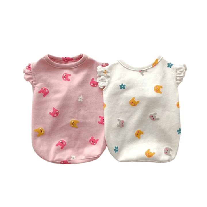 Cozy velvet pet vest featuring a charming rabbit pattern, ideal cat apparel for winter.