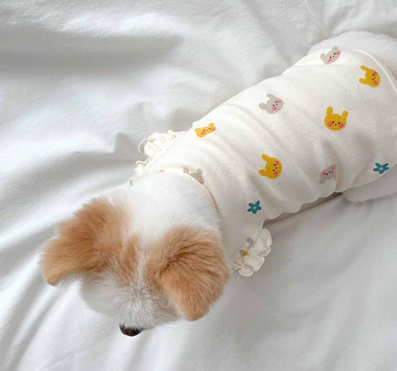 Warm winter pet vest, sleeveless and made of velvet, featuring an adorable rabbit pattern.