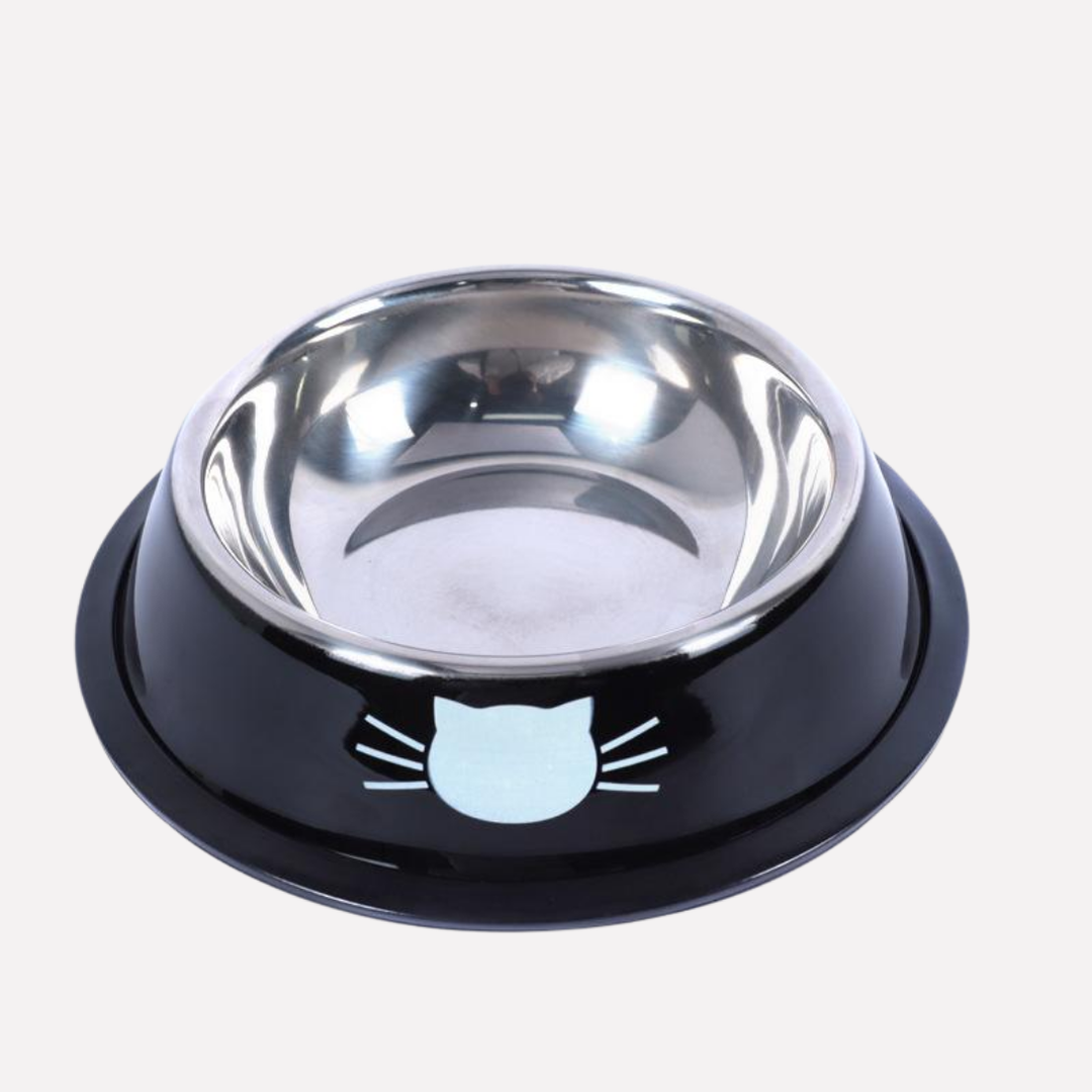 Adorable pink anti-slip pet food bowl for cats, featuring a cute kitty face design