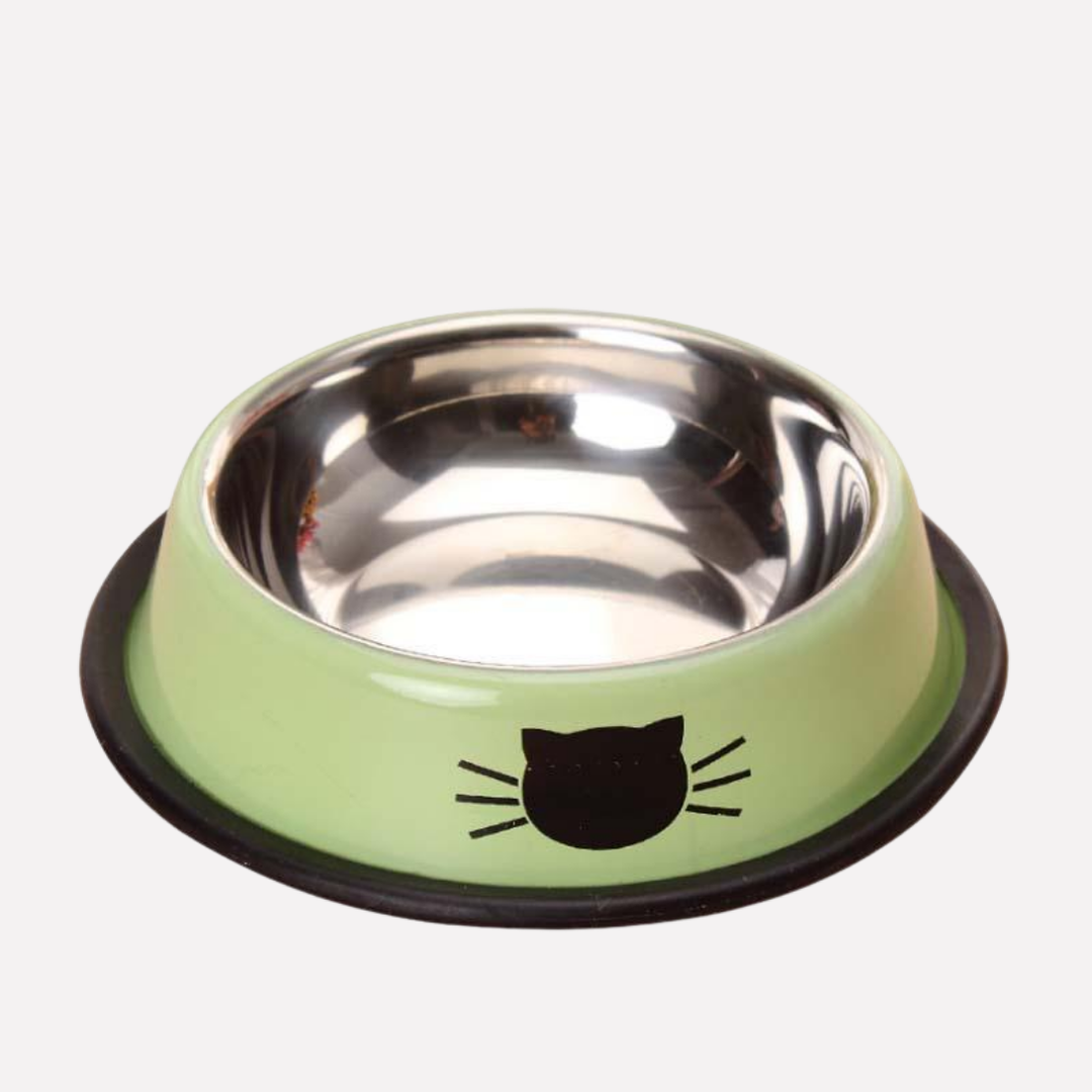 Unisex plastic cat feeder bowl with anti-slip base and ear accents for kittens & cats