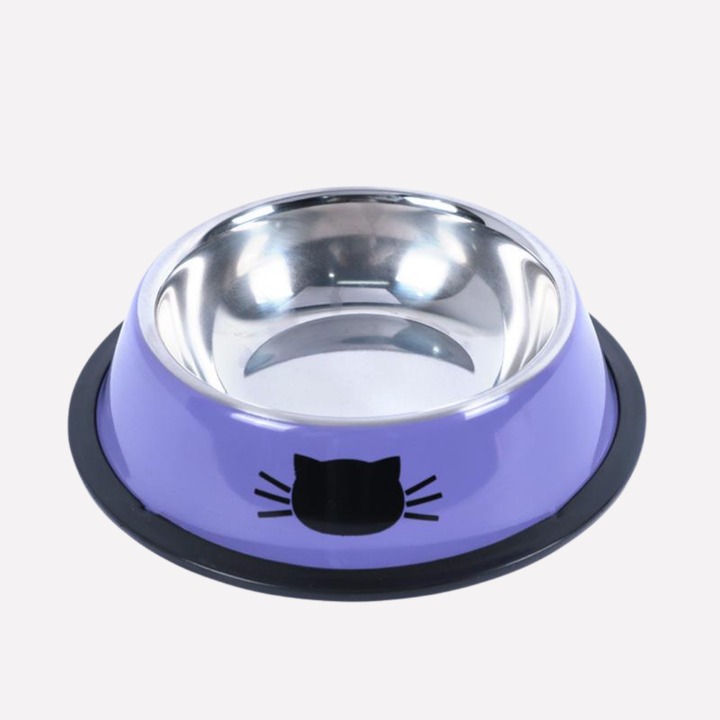 Cute yellow pet food bowl with non-slip bottom, perfect for indoor or outdoor cat feeding