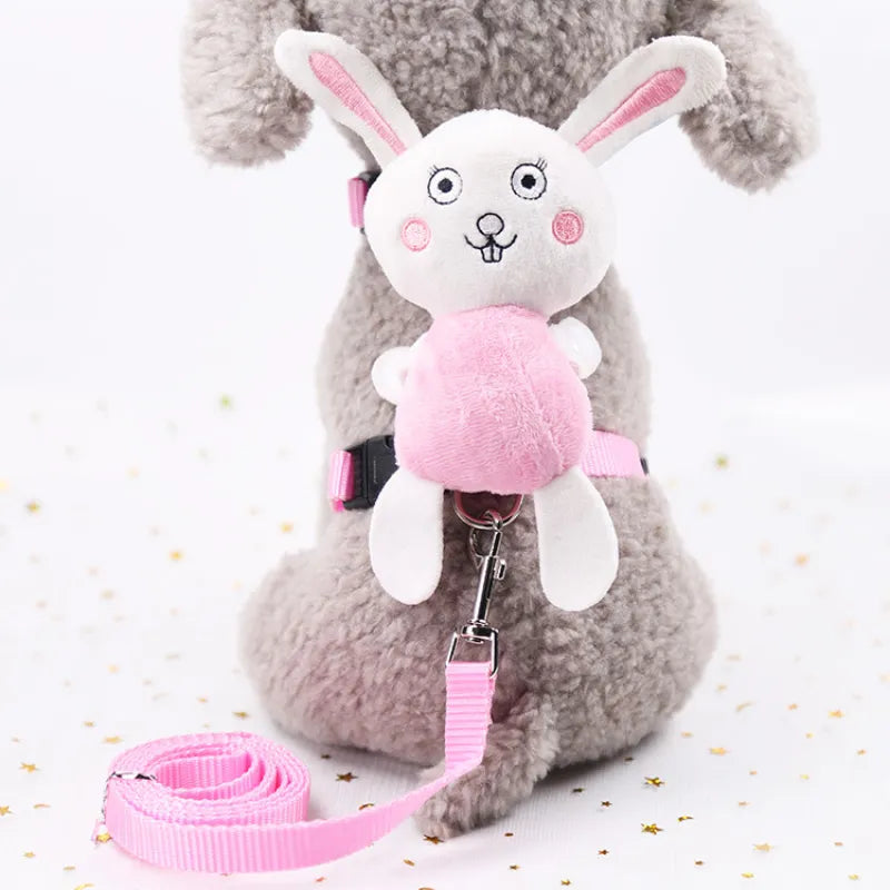 Adjustable pet harness in black with small angel wings, suitable for both cats and small dogs.