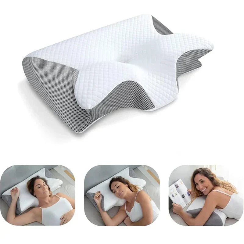 RestAlign orthopedic memory foam pillow, contoured for cervical spine alignment & comfortable sleep.