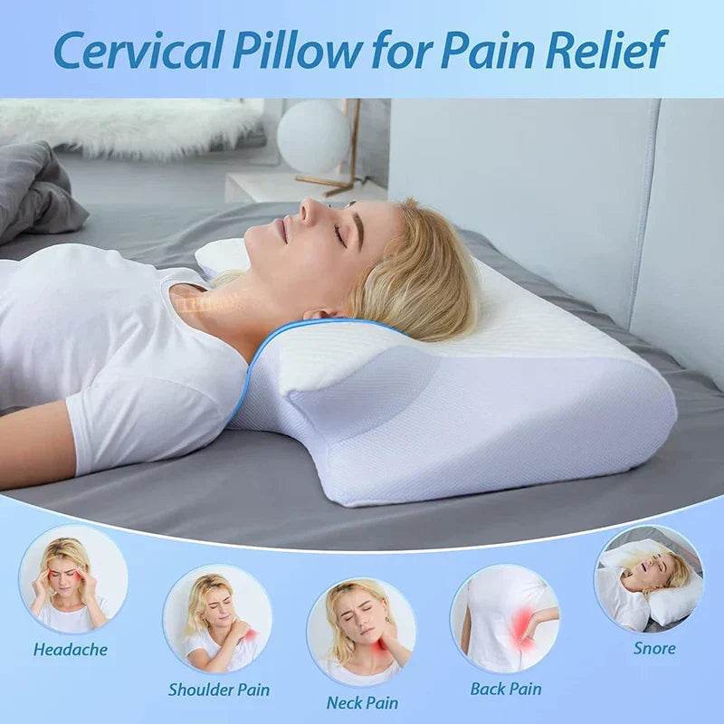 RestAlign adult's cervical pillow, memory foam for superior neck support & ergonomic comfort.