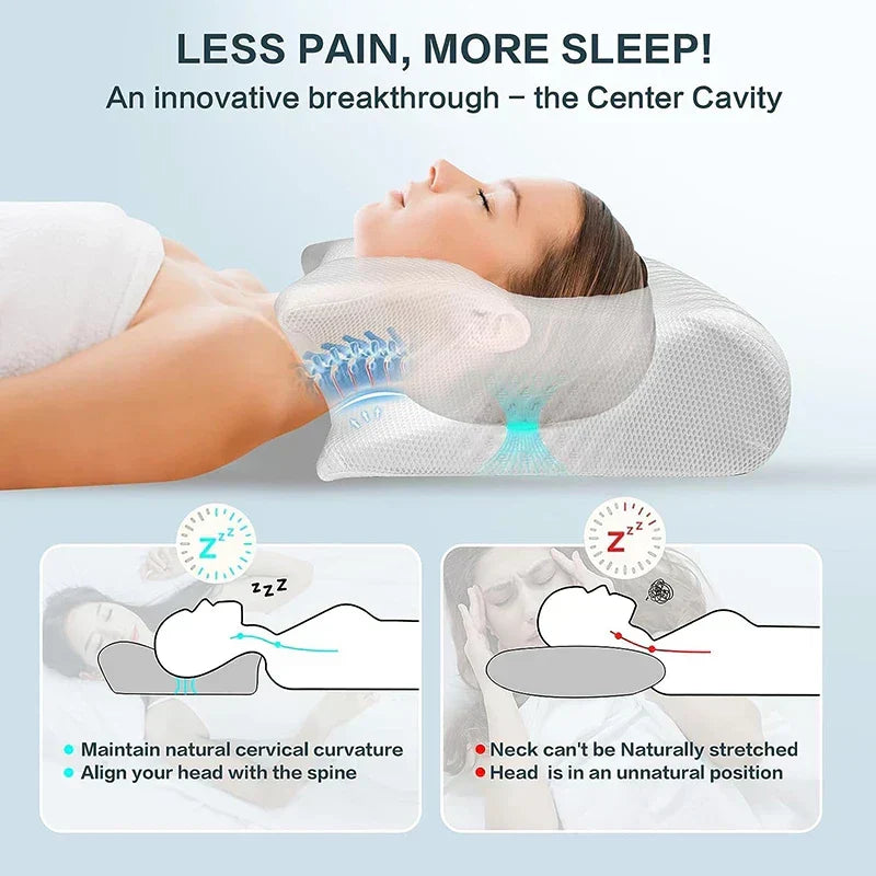 Versatile 2-in-1 memory foam pillow for adults, designed for ergonomic neck support and pain relief.