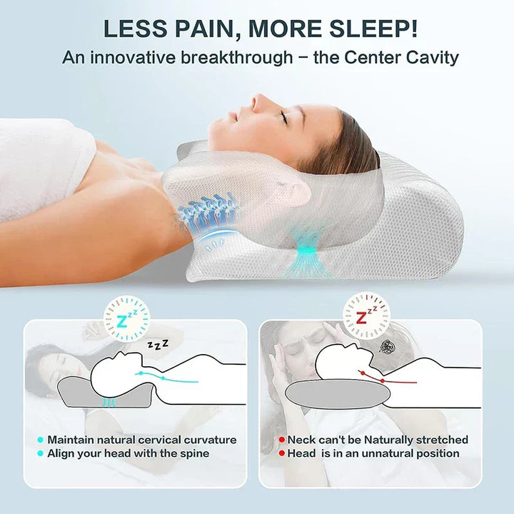 Versatile 2-in-1 memory foam pillow for adults, designed for ergonomic neck support and pain relief.
