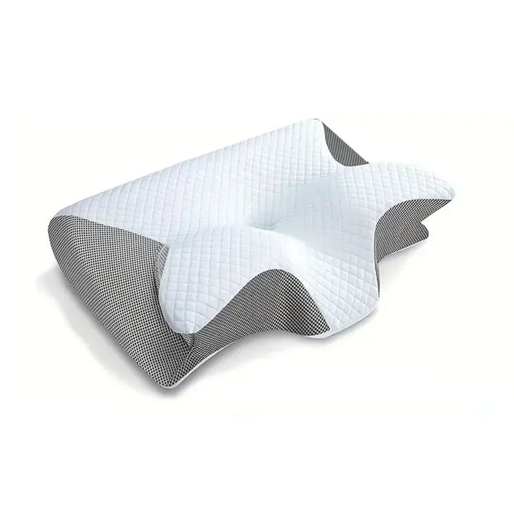Premium memory foam cervical pillow, ergonomic contour promotes healthy sleep posture & comfort.