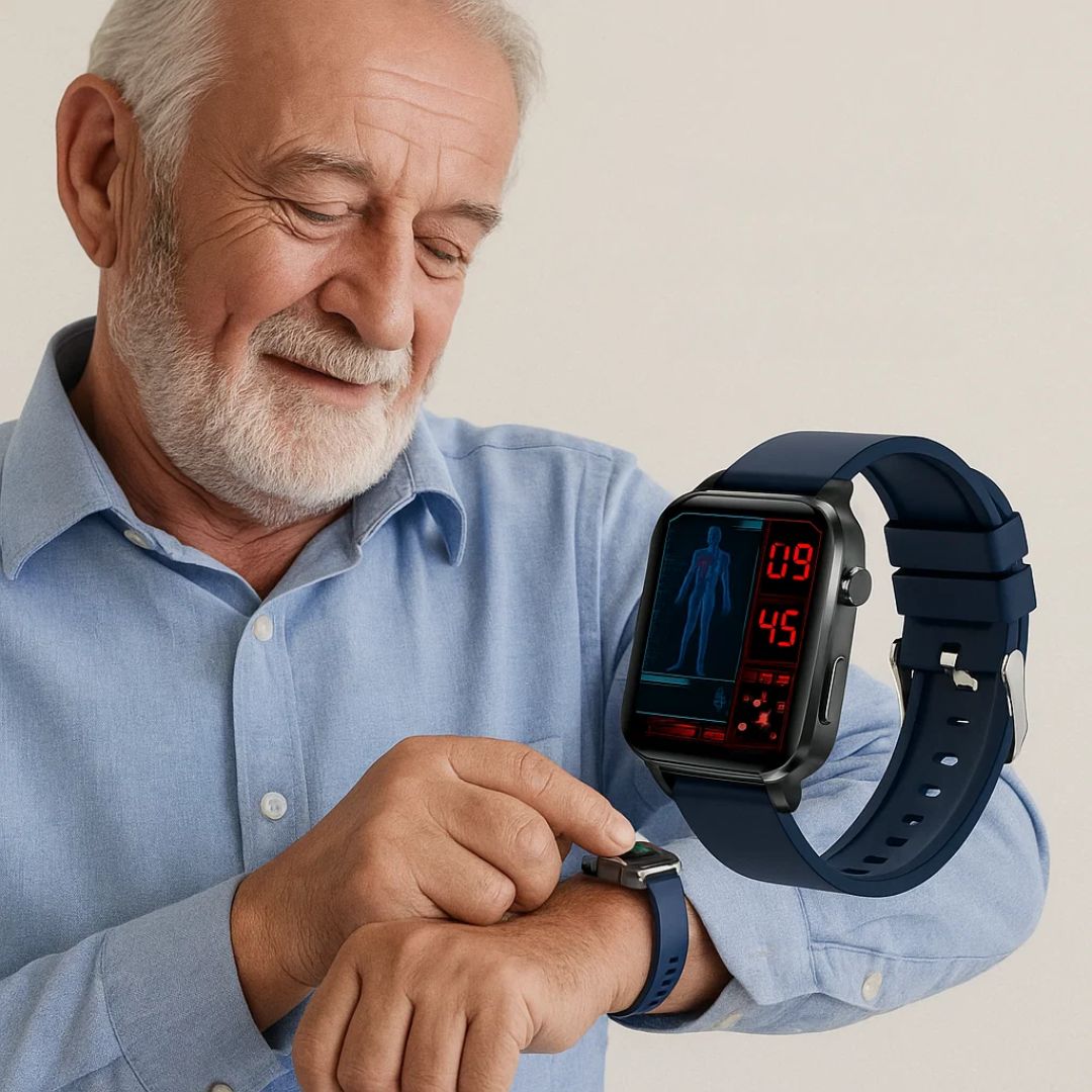 Smartwatch for adults: accurate, non-invasive blood sugar & glucose tracking. Wearable tech for diabetes management.