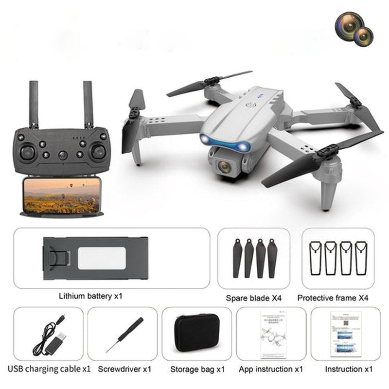 Advanced drone featuring obstacle avoidance, dual 4K camera for clear aerial photography & video recording.