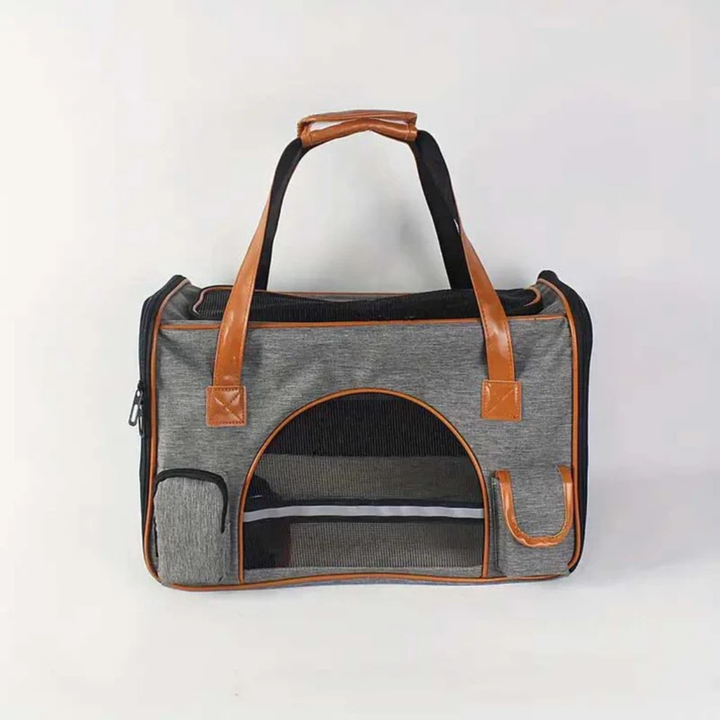 Portable pet carrier for small dogs & cats, black, mesh windows, airline cabin compliant