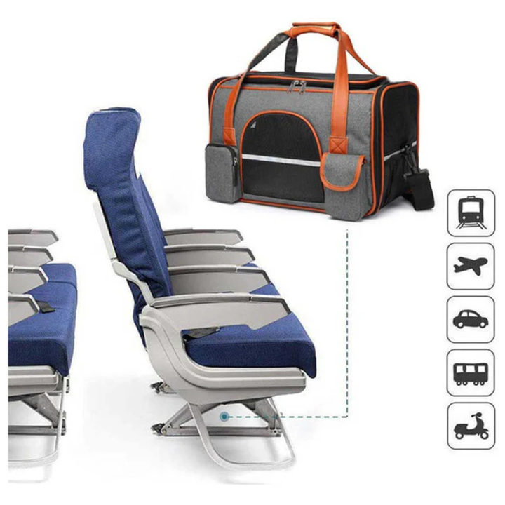 New4 pet carrier, black, designed for airline in-cabin use with small dogs and cats