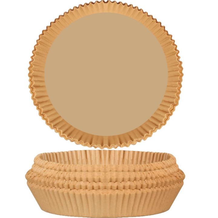 Parchment paper air fryer liner for mess-free cooking & baking.