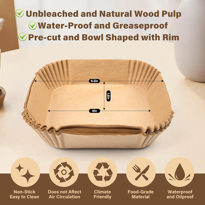 Air fryer parchment liners for healthy, oil-free cooking & baking.