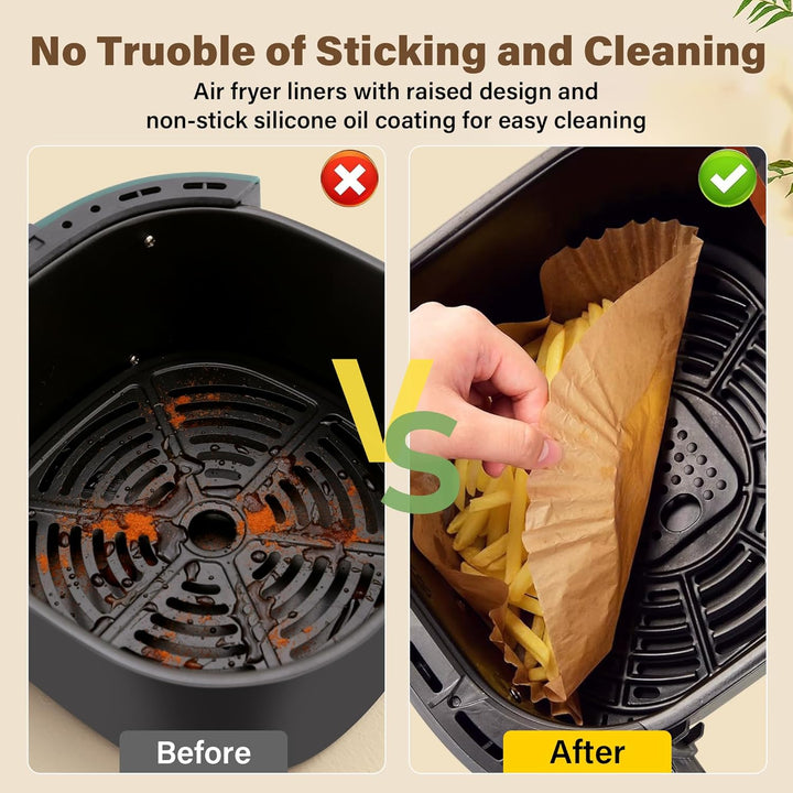 Non-stick air fryer inserts for crispier results and no sticky mess.