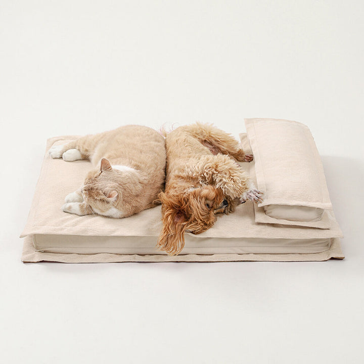 Anti-anxiety pet bed, deep sleep, orthopedic base, luxurious calming comfort.