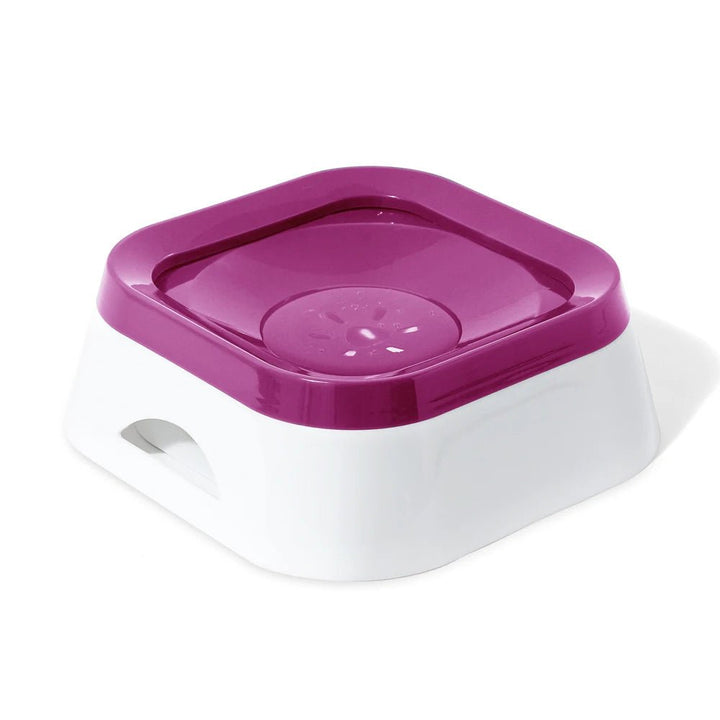 Non-slip slow feeder dog water bowl, prevents spills and encourages slower drinking for pet health.
