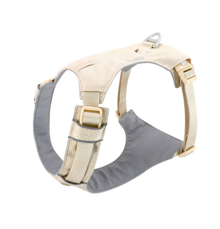 Comfortable pet walking harness with reflective straps and adjustable leash