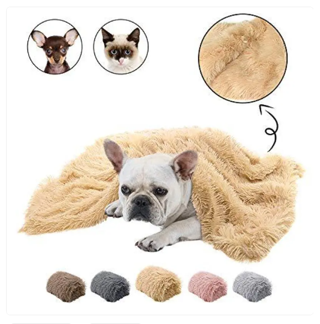Apricot pet blanket, soft and cozy, for dog or cat bed, machine washable pet comfort accessory