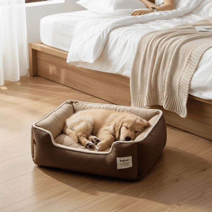 Washable cat bed, arctic velvet, bolster design, removable cover, cozy for pets