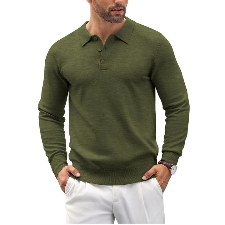 Men's Altaro tailored polo sweater. Smart casual style, comfortable long sleeve design.