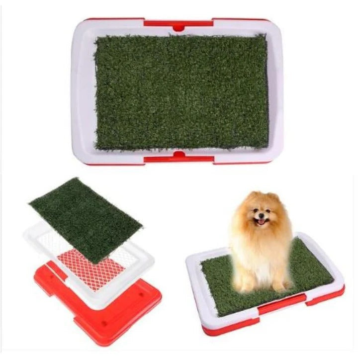 Dog potty training mat with realistic artificial grass texture, non-slip base for pet hygiene