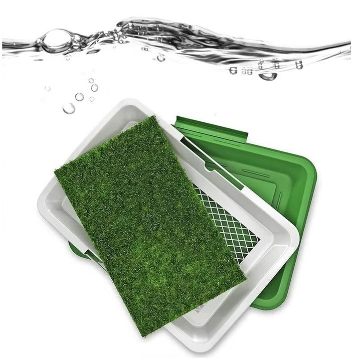Indoor/outdoor artificial grass mat for pet potty training, ideal for puppies and small dogs