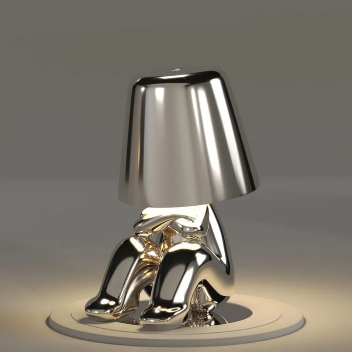 Creative resin table lamp, dimmable touch control for artistic mood lighting.