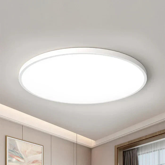 Sleek AuraSphere minimalist LED ceiling light. Flat design for modern homes, energy-saving indoor lighting.