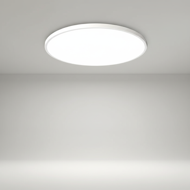AuraSphere modern flat minimalist LED ceiling light creating a perfect ambiance for contemporary interiors.
