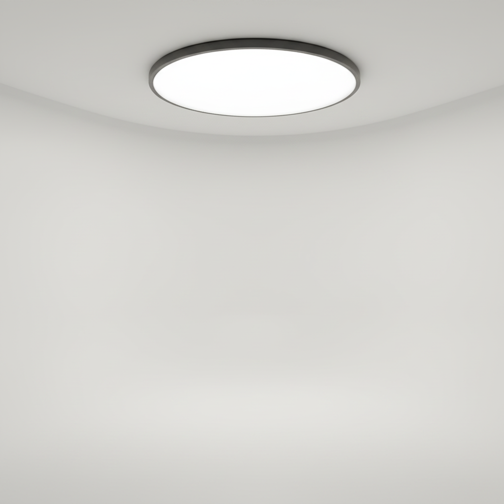 AuraSphere minimalist flat LED ceiling light. Modern, energy-saving indoor lighting for stylish homes.