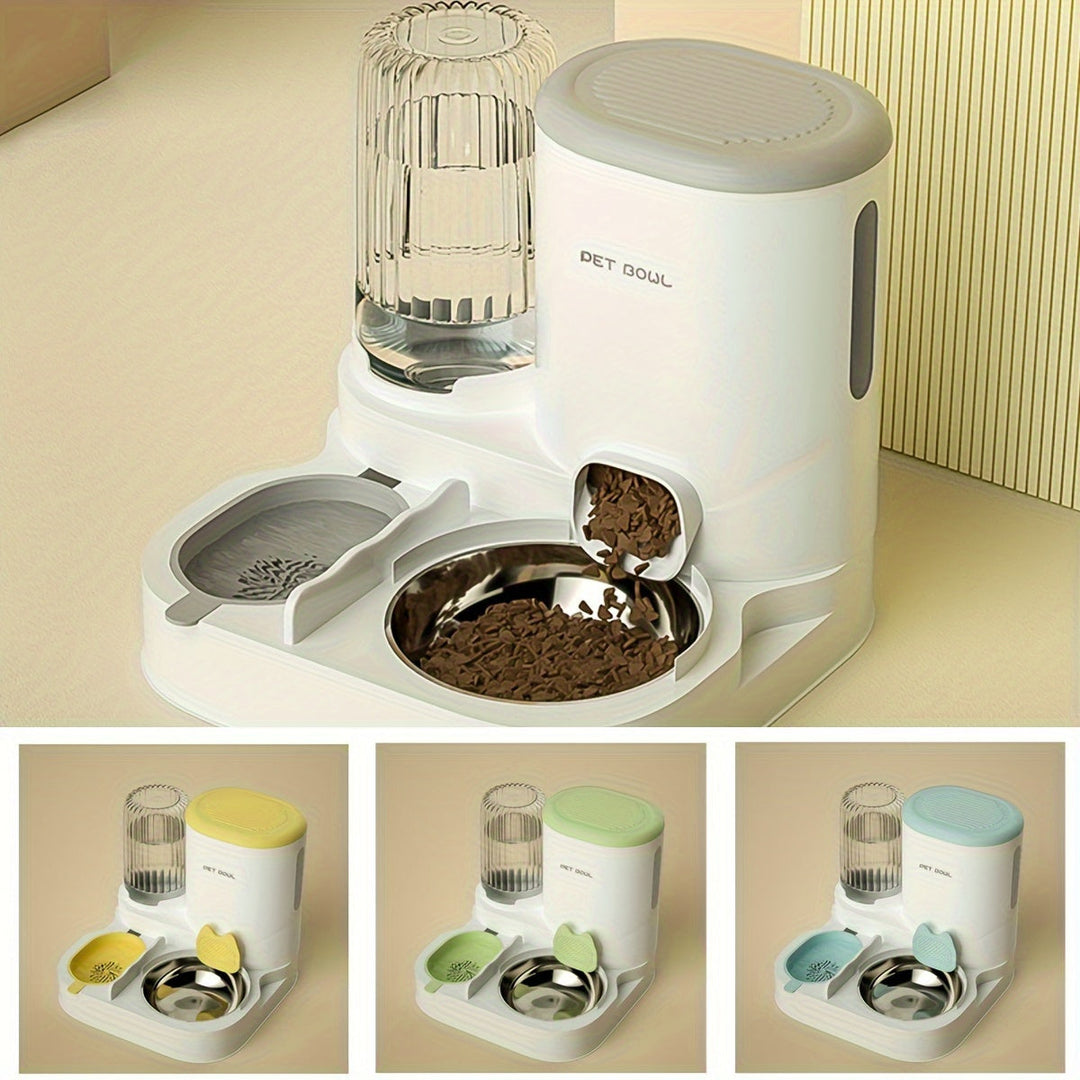 Pet hydration solution: automatic 2-in-1 cat water fountain and food feeder