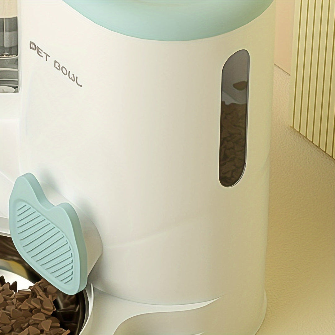 Stylish automatic cat feeder and water bowl combo, perfect for indoor pet hydration