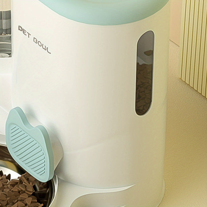 Stylish automatic cat feeder and water bowl combo, perfect for indoor pet hydration