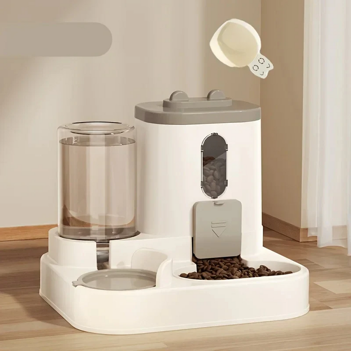 2-in-1 pet food and water dispenser for small to medium dogs and cats, food grade materials