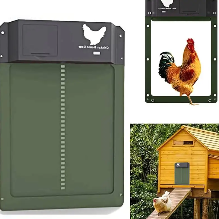Solar-powered automatic chicken coop door in brown, ensuring pet safety