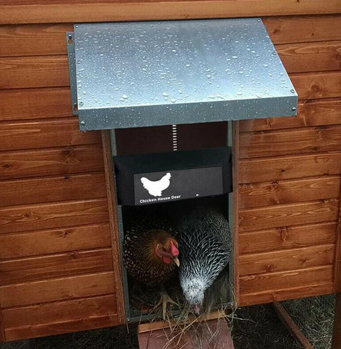 Durable automatic chicken coop door for secure pet safety, brown color