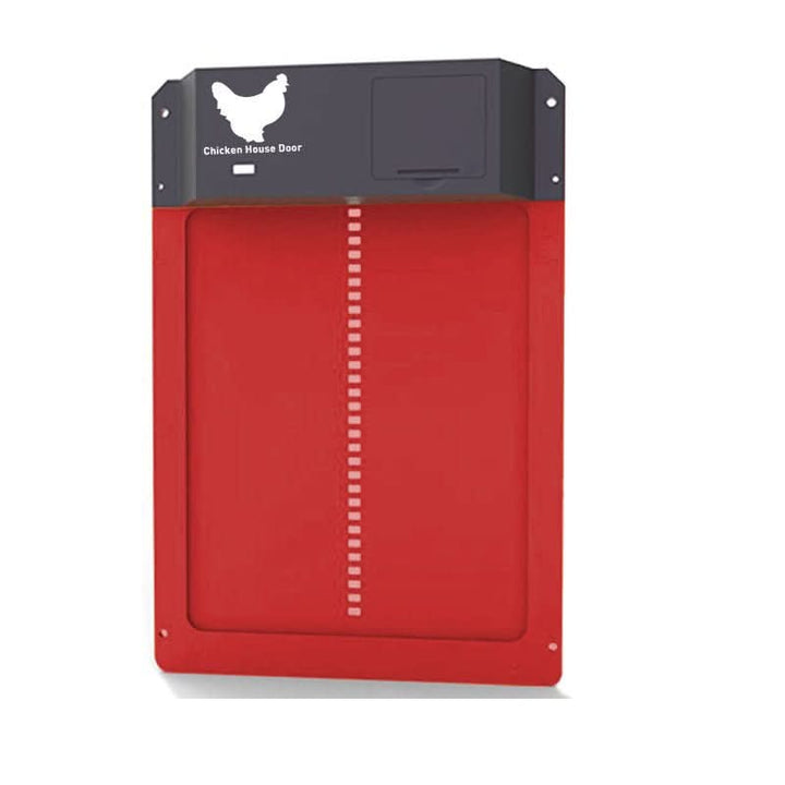 Essential farm chicken supplies: automatic coop door with light sensor for poultry safety.