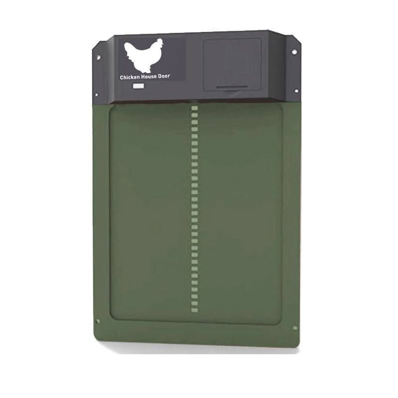 Stress-free automatic chicken coop door with light sensor for convenient, safe poultry keeping.