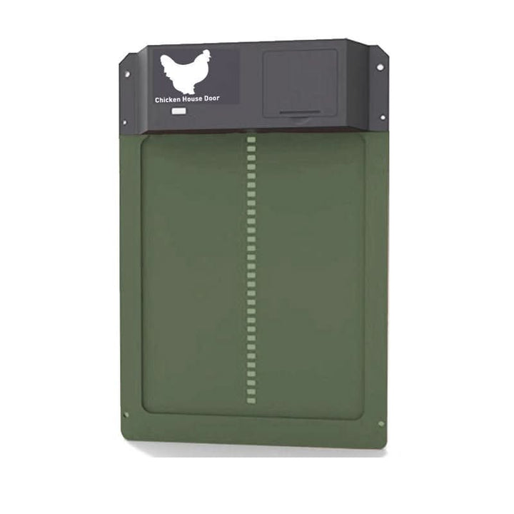 Stress-free automatic chicken coop door with light sensor for convenient, safe poultry keeping.