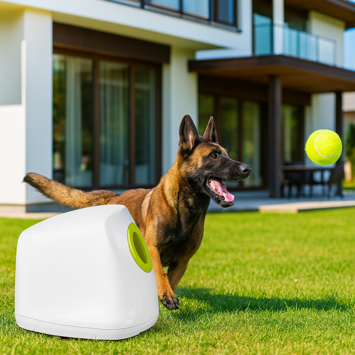 Automatic dog ball launcher for small dogs, interactive pet toy for indoor fetch