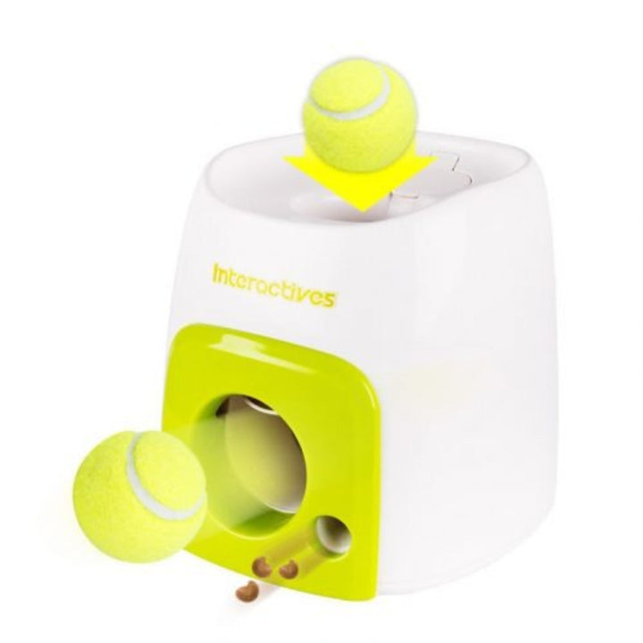 New dog toy: automatic interactive fetch ball and treat dispenser for pet entertainment.