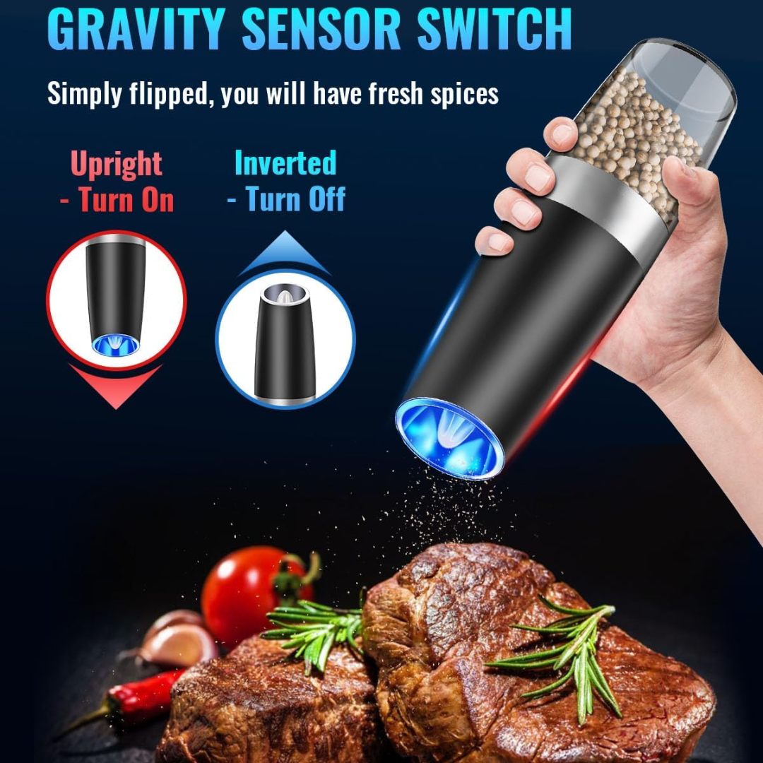 One-touch automatic pepper grinder with a powerful motor, USB rechargeable.