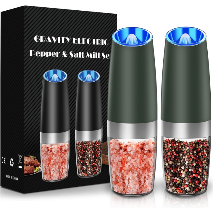 USB rechargeable electric spice grinder set for cooking and dining.