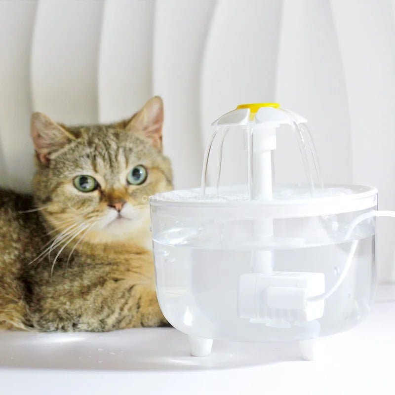 Automatic pet waterer for small animals, easy to clean, stylish flower design in white