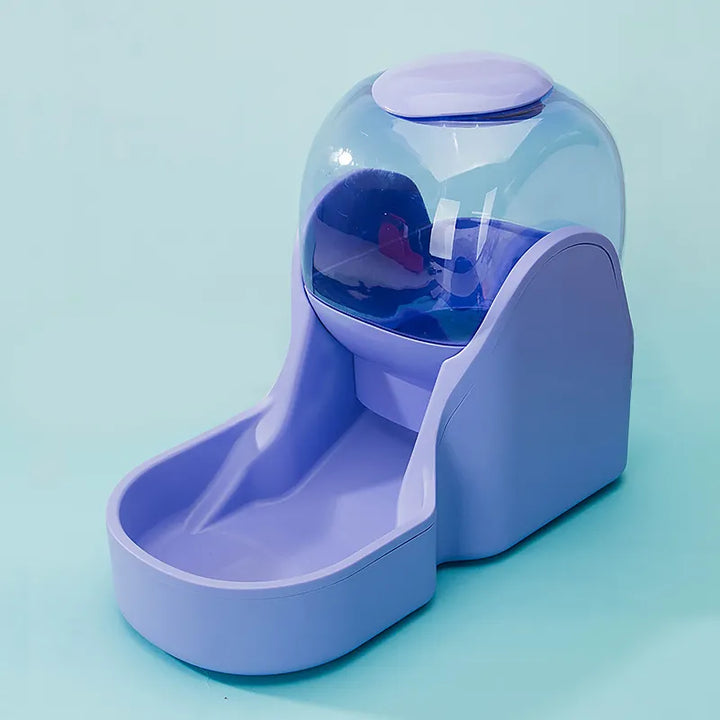 Green pet feeding and watering station, automatic, for busy pet owners, ensures pets are fed on time